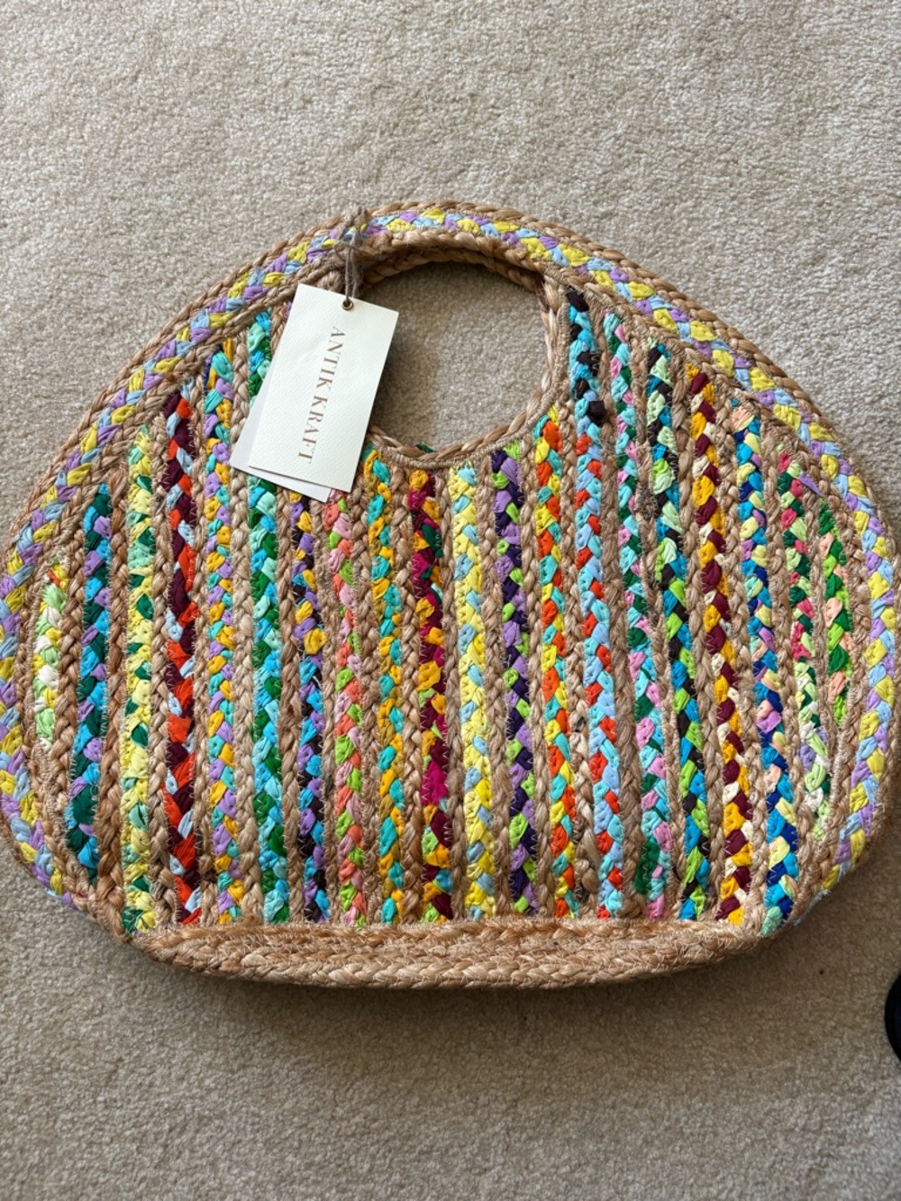 Antik Kraft Ruhi Jute Woven Market Tote Brand New With Tags